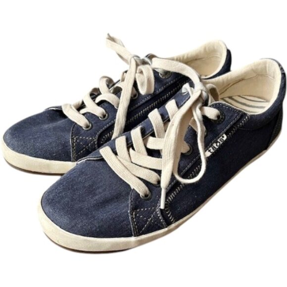Taos Moc Star Washed Canvas Sneakers - Indigo - 9.5 Wide - Picture 3 of 10